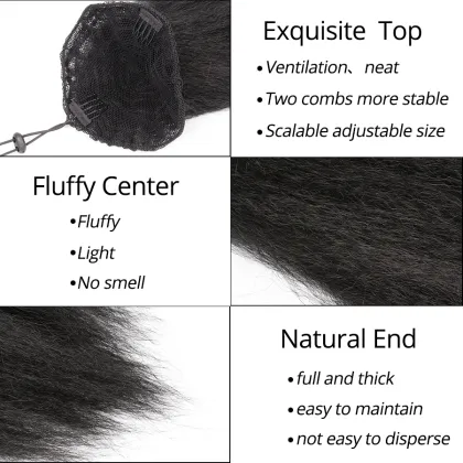 Alileader 7Color Drawstring Ponytail 22Inch Kinkly Synthetic Drawstring Ponytails Extension Soft Natural Heat-Resisting Ponytail