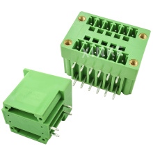 90 degree right angle PCB doule bank terminal block connector male with locking flanges pitch 3.5MM