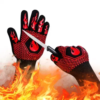 Non-Slip Silicone Oven Heat Resistant Grill Cut-Resistant BBQ Fireproof Gloves