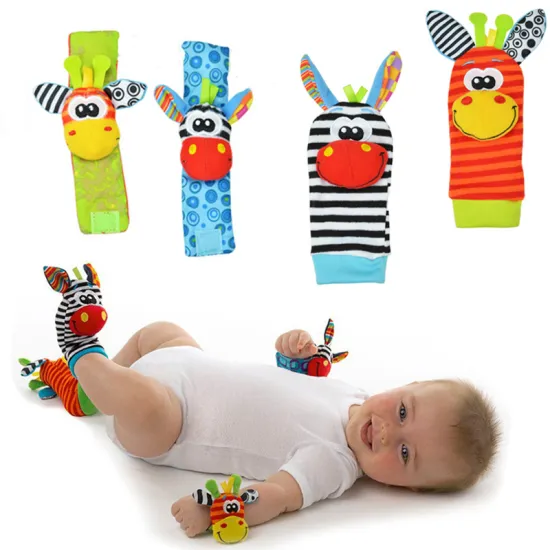100pcs/lot Promotion Soft Children Infant baby Rattle toys Garden Bug Wrist Rattle and Foot Socks plush baby toys 20%off
