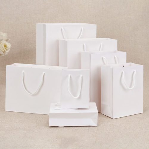 Wholesale Recyclable Gift Paper Bag with Ribbon Handles