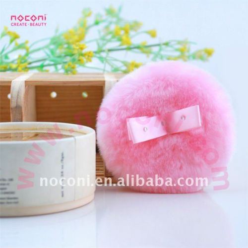 luxurious plush powder puff with satin ribbon