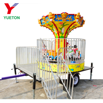 Harga Pabrik Amusements Park Rides Kids Mini Trailer Mounted Portabel Small Merry Go Round Carousel Dijual