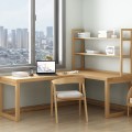 L-shaped Desk with Bookshelf Wood Writing Desk