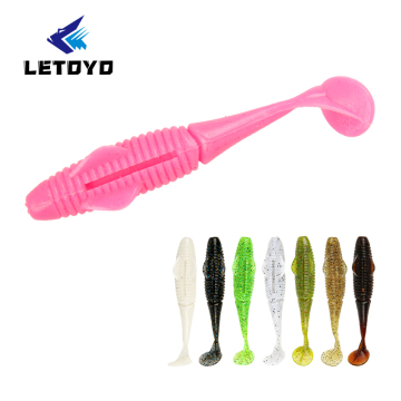 LETOYO BATA DE PESCA MOLA ARTIFICIAL 5.5G 90mm TPE TPR Lures de minhocas de cauda - plásticos macios personalizados