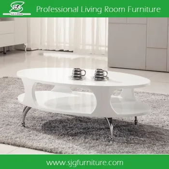 Cheap Low Tea Table White Coffee Table with Stainless Steel Legs
