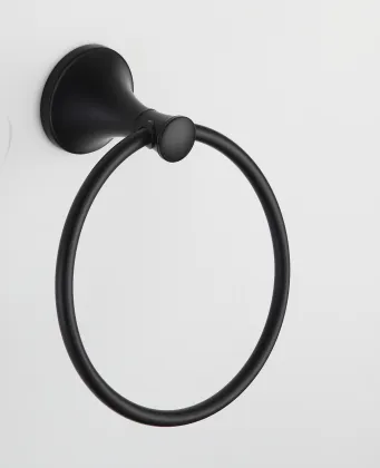 Hotel Bathroom Towel Ring Hanger Simple Design Black Matte Towel Ring Holder