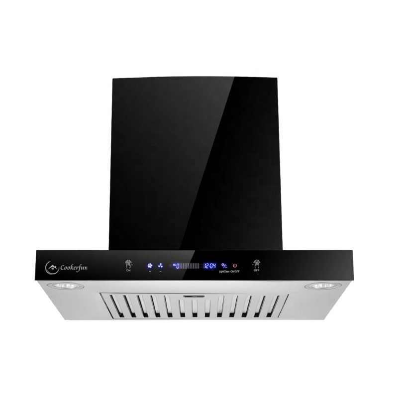 900mm Titanium Cold Plate Chimney Remote Control Auto Clean Kitchen Chimney Range Hood Extractor Hood