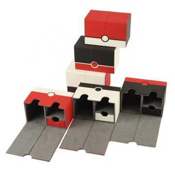 Wholesale Pokemon Style Waterproof PU Card Deck Box with Dice Drawer and Embossed Logo