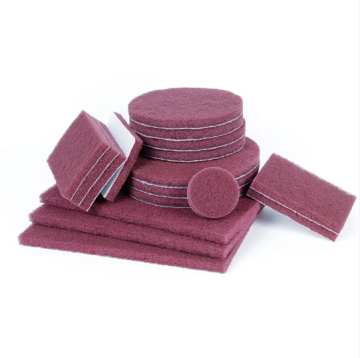 Industrial Quality Nylon Scouring Pad: Red Hook and Loop Attachment, Similar to 3M Scotch Brite