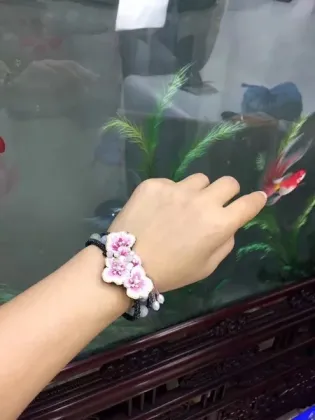 Hand Embroidered Bracelet Lotus
