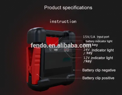 Mutli-function Jump Starter Automobile emergency Power supply 24000mah High Capacity Car Engine Start Function