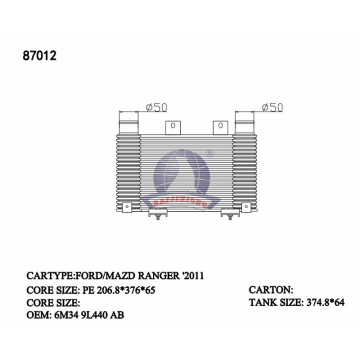 OE Intercooler for Ford Mazda Ranger - 6M349L440AB 87012