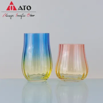 Glass tumbler drink cup spray color corrugated