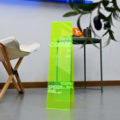 Chartreuse Acrylic A-Type Floor Standing Reminder Signs for Stores