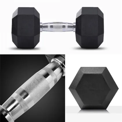 High Quality Weight Rubber Hex Dumbbells 20kg Steel Hex Dumbbells China Factory