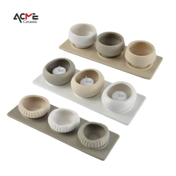 Ręcznie robiony nordycki cylinder pusty kubek zbiór świecy: trzyczęściowy ceramiczny baza świecy do dekoracji domu