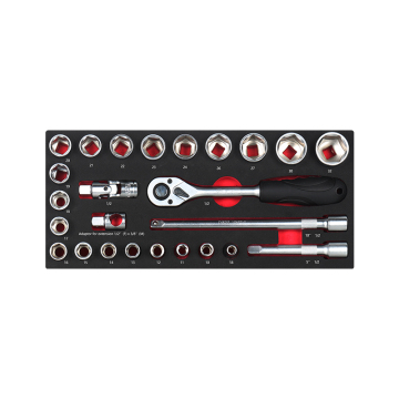 22-Piece 1/2-Inch Socket Wrench Set in EVA Foam Tray for Garage and Trolley Use