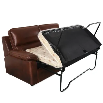 Recliner sofa bed with leather