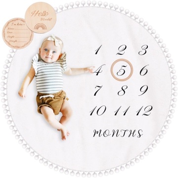 2023 Round Cotton Milestone Blanket for Baby Infants: Monthly Designs Tracking Development till 12 Months
