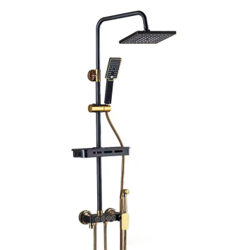 Hot Selling Square Black Gold Bathroom Shower Faucet Sets with Thermostatic System