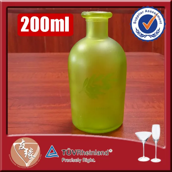 200ml bostom round green color small glass bottles sale