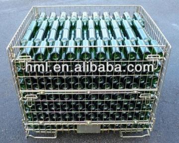 Foldable and stackable Wire Pallet Container with Side Door Open
