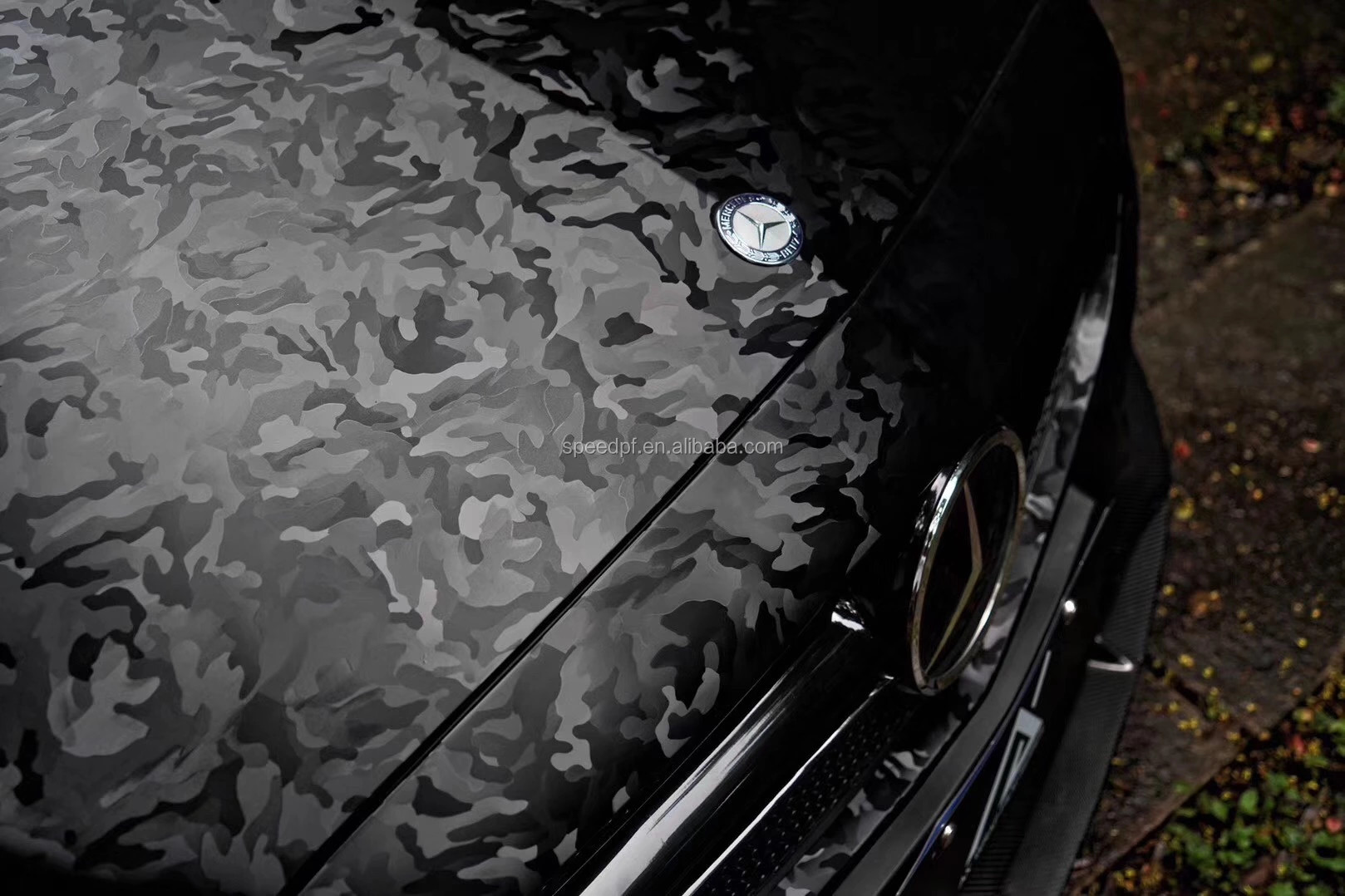 Film Wrap de autos de fibra de carbono negro de fibra fantasma 3D
