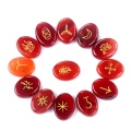 Gemstone 7 Chakra Stone 15x20mm Ellipse Stone avec sorcières Runes Charme Naturel Stone Healing Chakra Oval Quartz Amethyst Charme