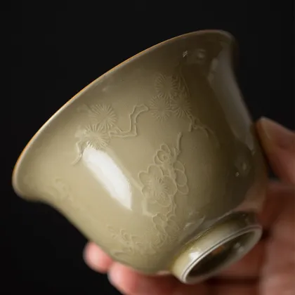 Jingdezhen Ding Ware Yellow Sancai Gaiwan Tea Cup