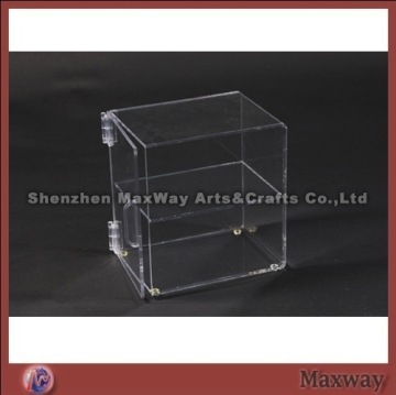 Clear thickening 2 layered table acrylic/lucite showcase with a handle