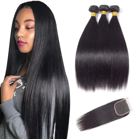 Wholesale Cuticle Aligned Straight Virgin Hair Bundles Vendor Body Wave Human Hair Extension With Lace Frontal Closure