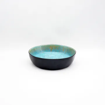 Reactive Glaze Blue Ceramic Soup Serving Bowls Stoneware