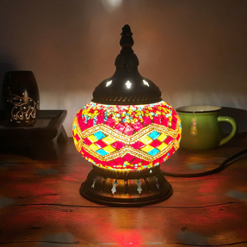 Retro Handcrafted Glass Turkish Bedside Lamp for Bedroom Decor