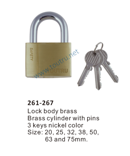 261-267 brass padlock hardend steel shackle