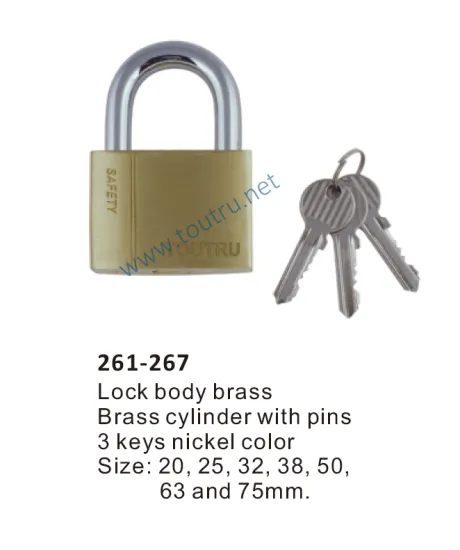 261-267 brass padlock hardend steel shackle
