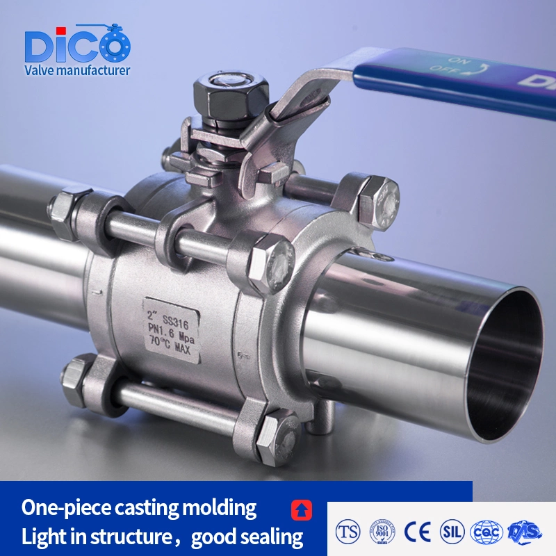 CE ISO Ts Food Grade Sanitary Length Bw End CF3/CF3m 3PC Ball Floating Valve