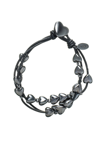 1128-F PU charm bracelet with black heart