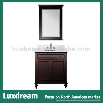 USA design solid wood bathroom furniture with white marble top