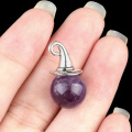 Amethyst 12mm Balls & Spheres Silver Wizard Cap Pendant for Making Jewlery Stone Beads Halloween Charms Decor Gift