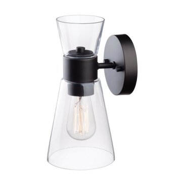 Simple Bronze Empire 1-Light Armed Sconce with Clear Glass Shade for Bathroom