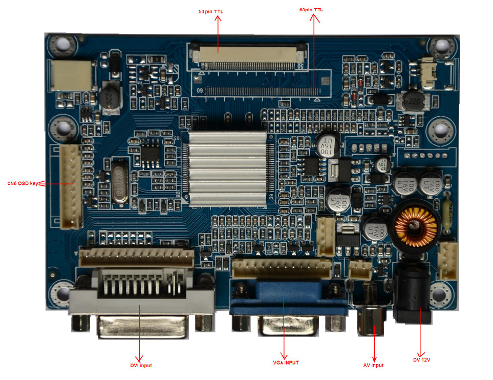 DVI Signal input LCD Controller untuk TTL TFT-LCD