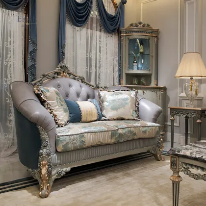 French Royal Classic Wooden Couch Antique Chesterfield Sofa Set