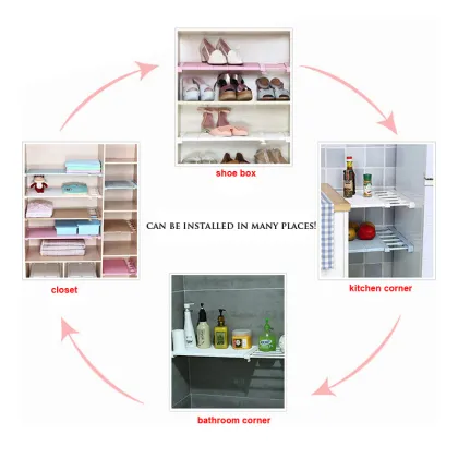 DIY Adjustable Closet Organizer Storage Shelf Wall Mounted Wardrobe/Kitchen Storage Holders Racks Wall Shelf Cabinet Holders