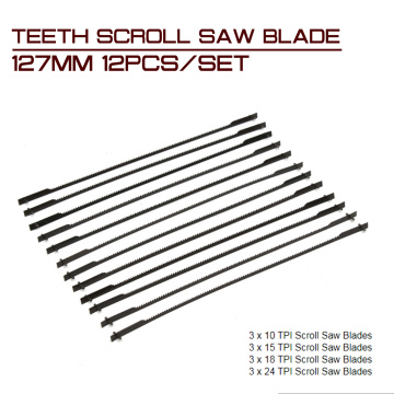 12Pcs/set Teeth Scroll Saw Blade 127mm for Cutting Wood Woodworking Power Tool Accessories Black
