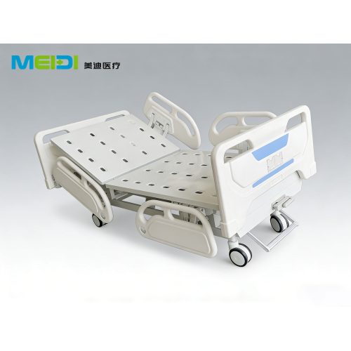 Single Crank Nursing Bed for Elderly Care, Four Small Guardrails, Central Control Brake Ward Bed