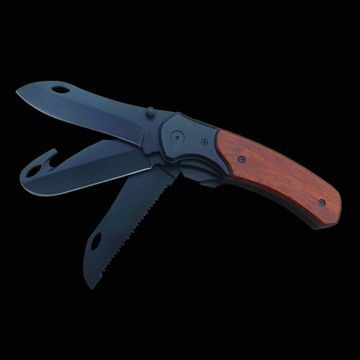 3-blade Knife with Wooden Handle, 203mm Overall Length, Made of 420 Stainless Steel Material