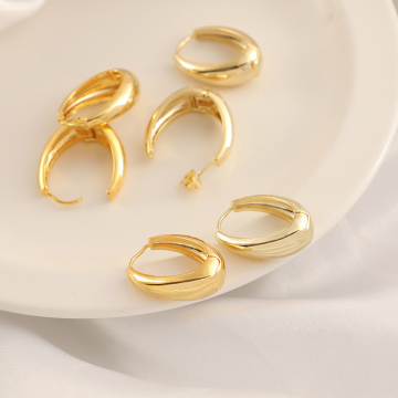 Clips d'oreille lisses ovales minimalistes - boucles d'oreilles réglables en laiton en laiton 14K et 18K (vrac, 20pcs)