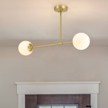 Nordic Style Simple Home Dining Brass Globe White Glass Pendant Lamp