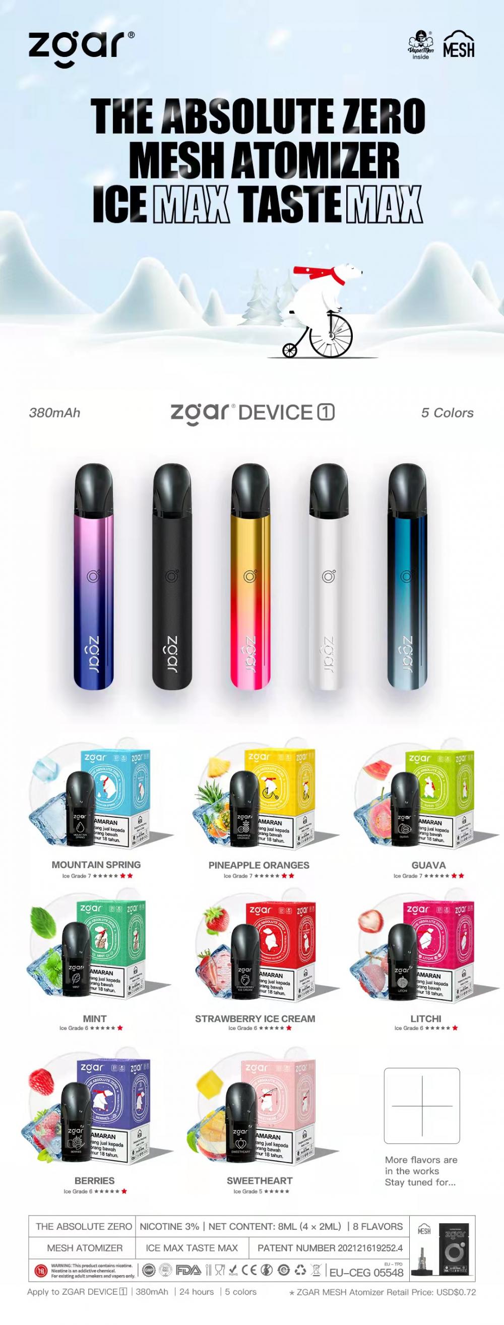 Zgar Mesh Atomizer Pod Vapes شعبية